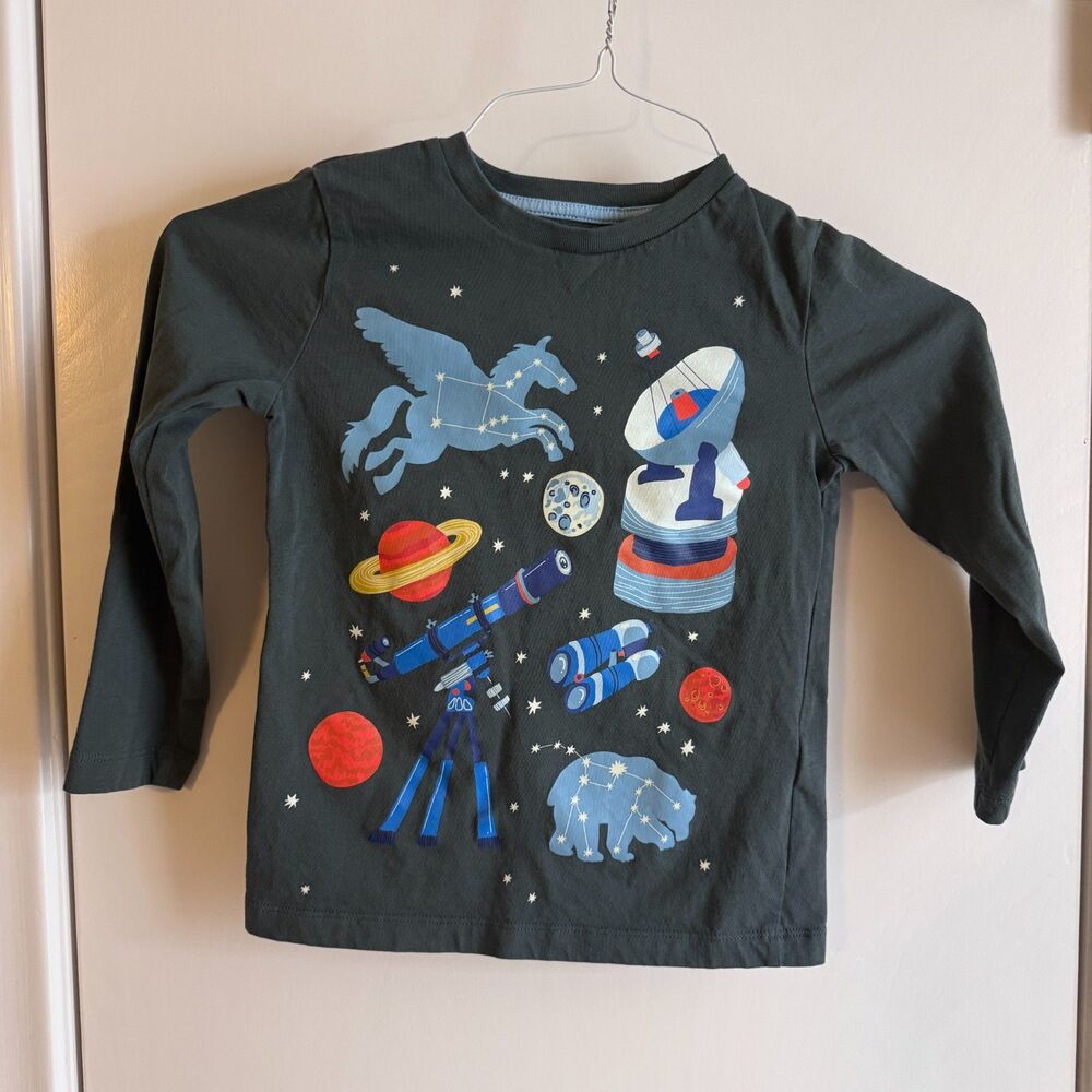 Mini Boden 6-7y Glow in the Dark Space Gray Long Sleeve T-Shirt EUC